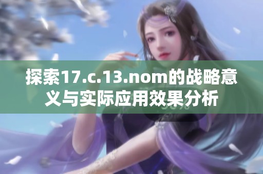 探索17.c.13.nom的战略意义与实际应用效果分析